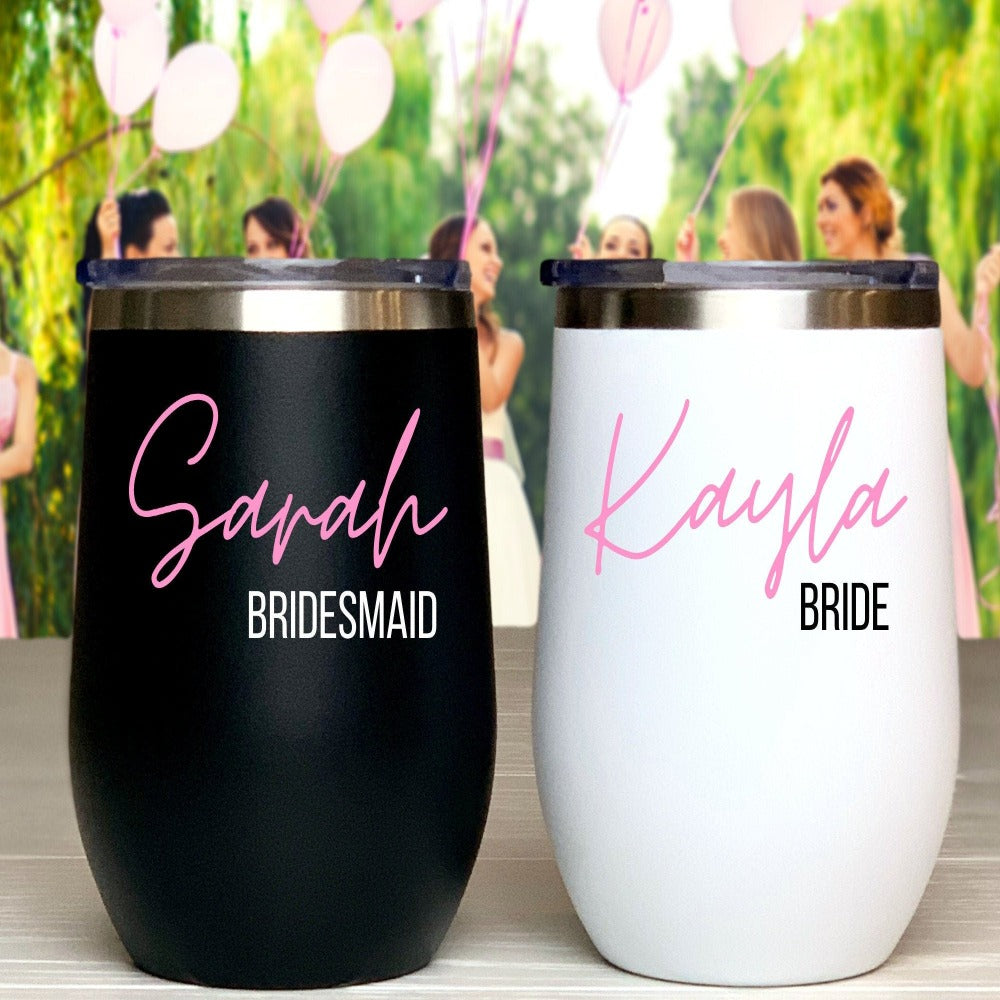 Custom Bridesmaid Wine Tumblers Personalized Bridal Gift