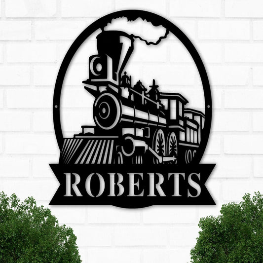 Custom Train Metal Personalized Railroad Sign