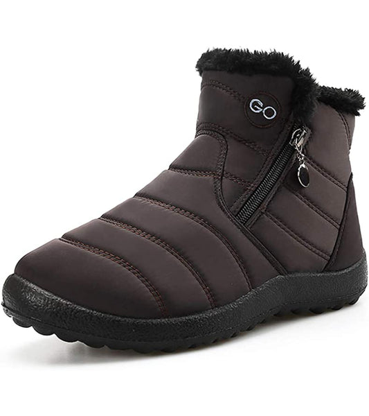 Women Waterproof Fur-Lined Winter Ankle Boots with Zipper