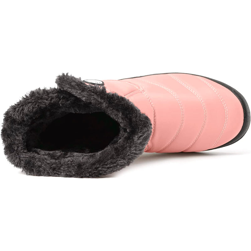 Women Warm Fur Lined Winter Shiny Snow Boots