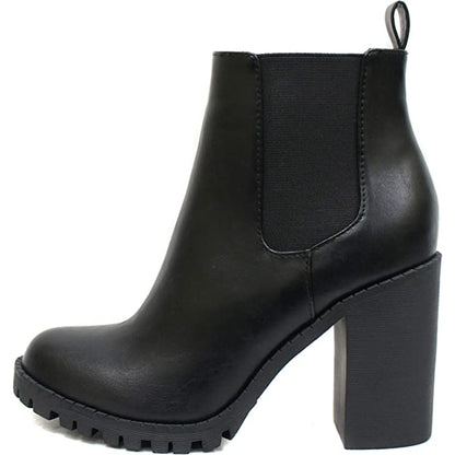 Lug Sole Ankle Boot with Chunky Heel