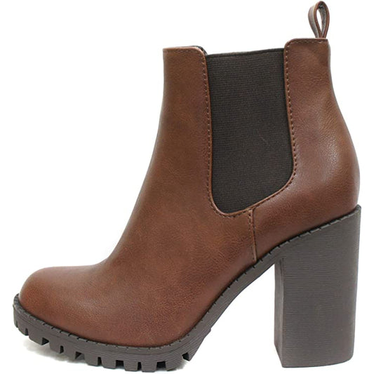 Lug Sole Ankle Boot with Chunky Heel